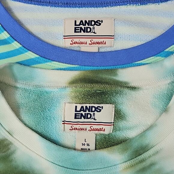 Lands End Womens Sz L Lot of 2 Serious Sweats Colorful Long Sleeve Sweatshirts - Picture 3 of 9